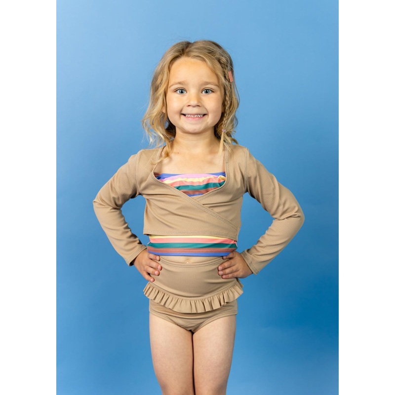 Ribbed Sand Brown | Mini Wrap Top Rashguard
