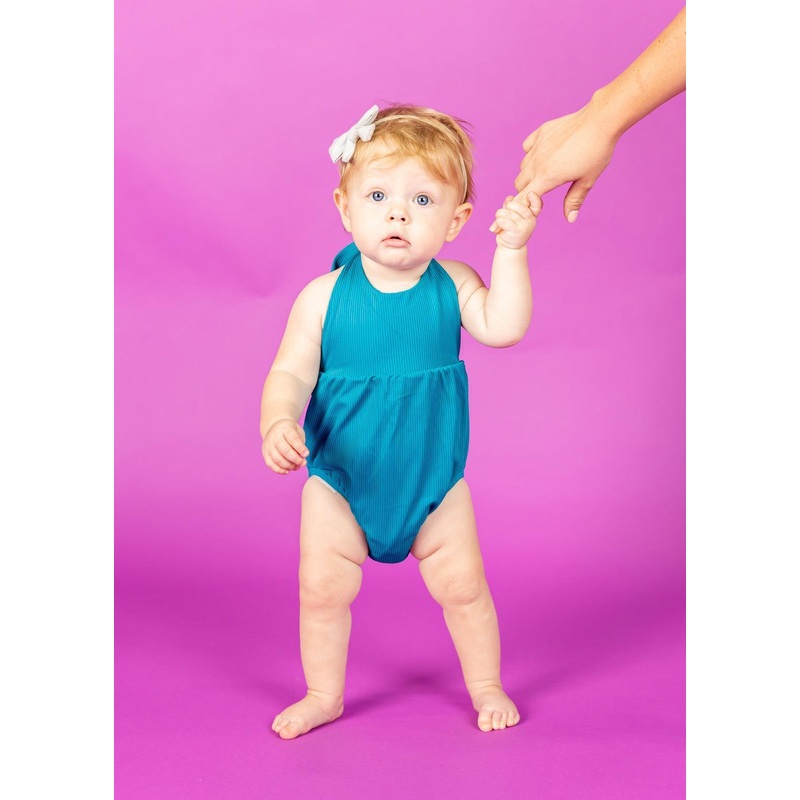 Ribbed Tide Pool Blue | Baby Romper One-Piece