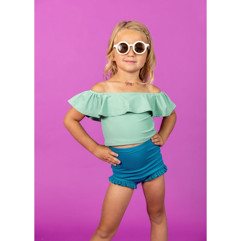 Ribbed Tide Pool Blue | Mini All Ruffled Up Bottoms