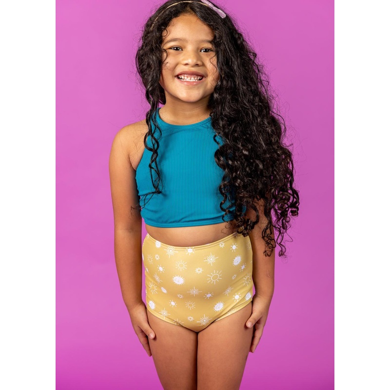 Ribbed Tide Pool Blue | Mini Racer Back Top