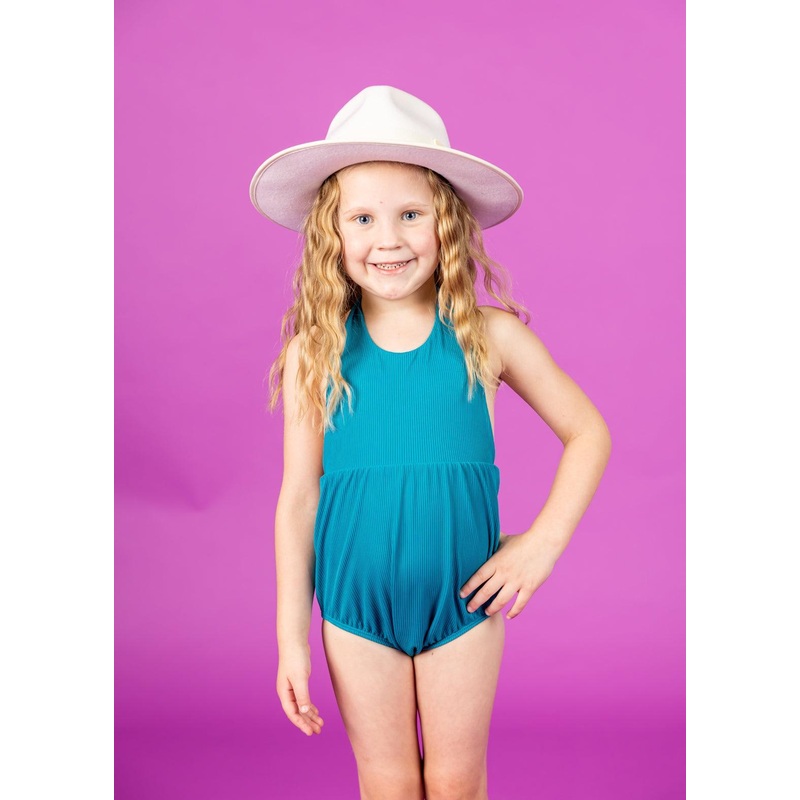 Ribbed Tide Pool Blue | Mini Romper One-Piece