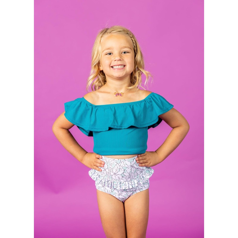 Ribbed Tide Pool Blue | Mini Ruffled Around Top