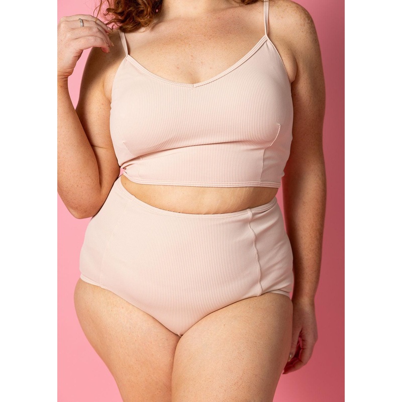 Ribbed Whipped Peach | High-Waisted Bottoms