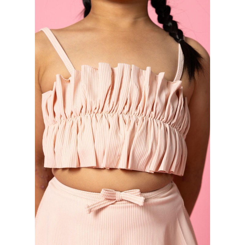Ribbed Whipped Peach | Mini Oversized Ruffle Top