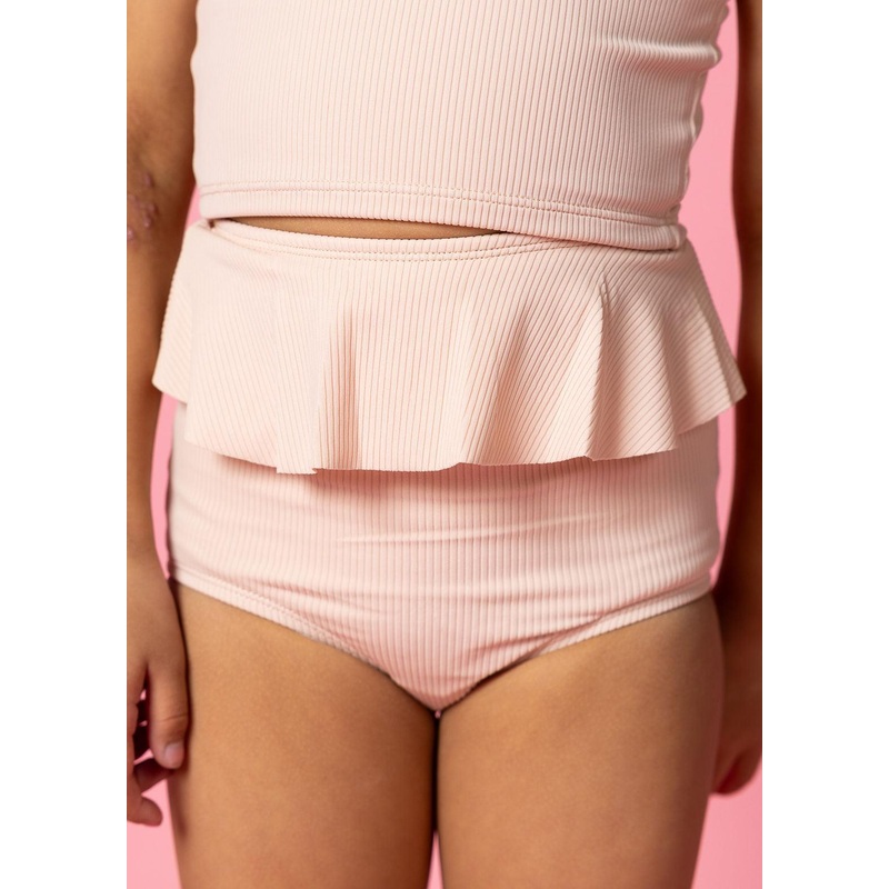 Ribbed Whipped Peach | Mini Peplum Bottoms