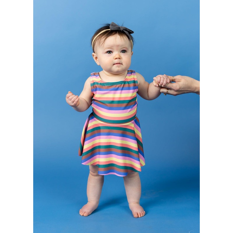 Retro Stripe | Baby Skirted One-Piece