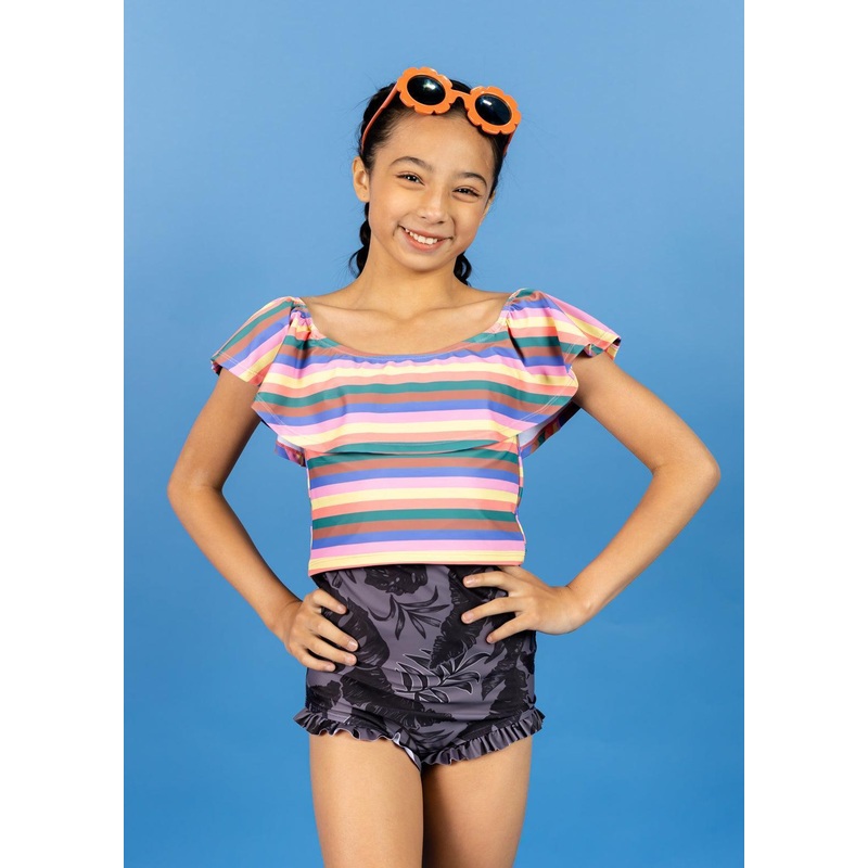 Retro Stripe | Youth Ruffled Around Top