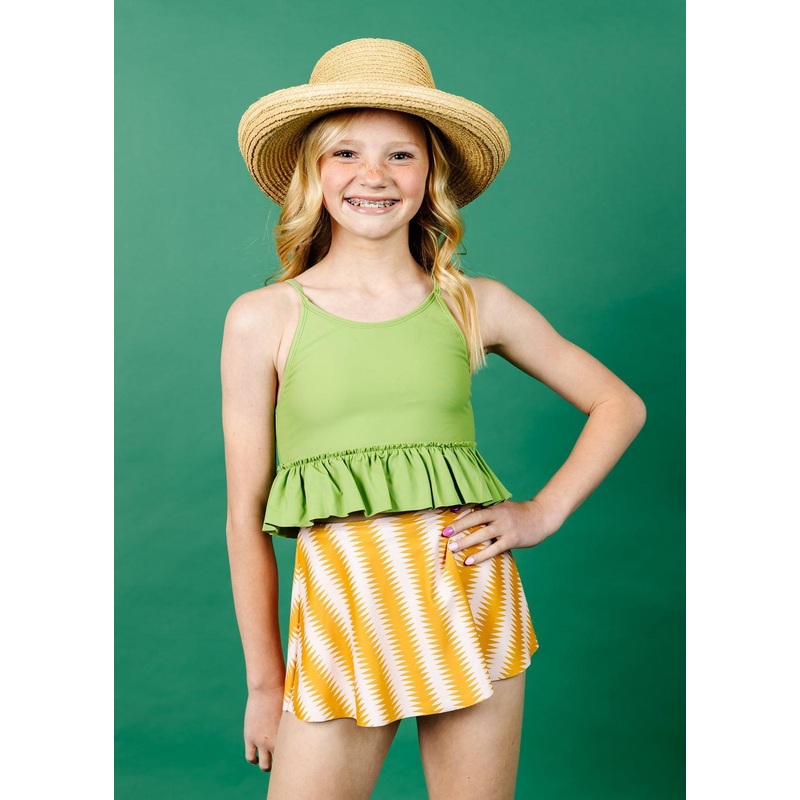 Sweet Pea Green | Youth Peplum Top