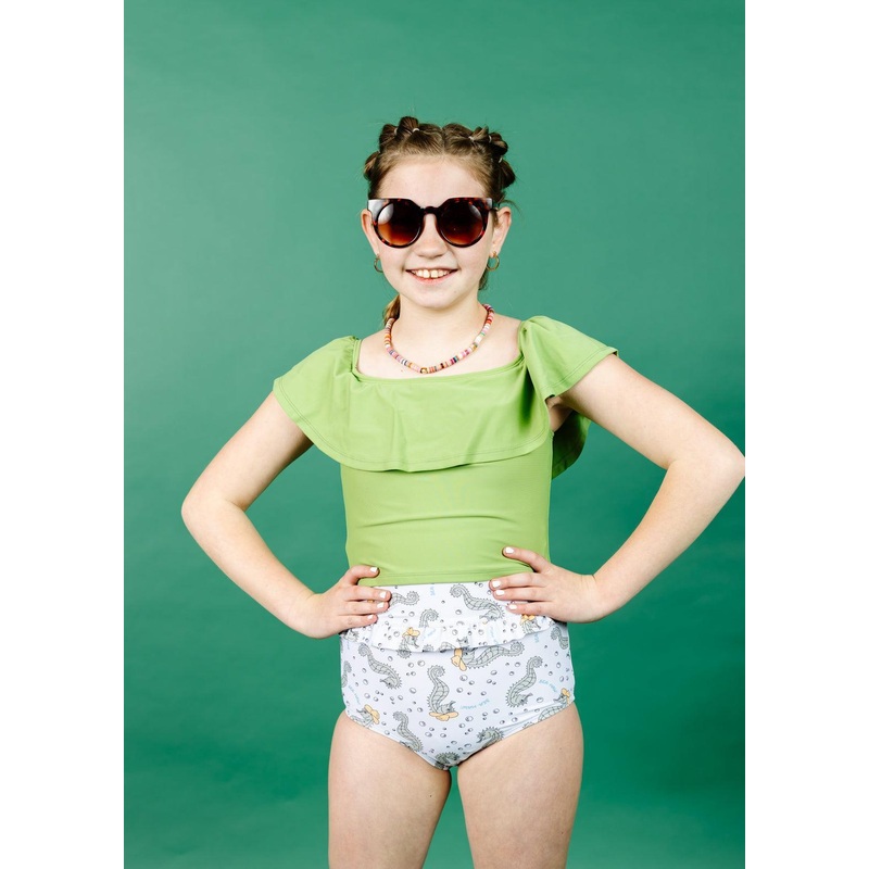 Sweet Pea Green | Youth Ruffled Around Top