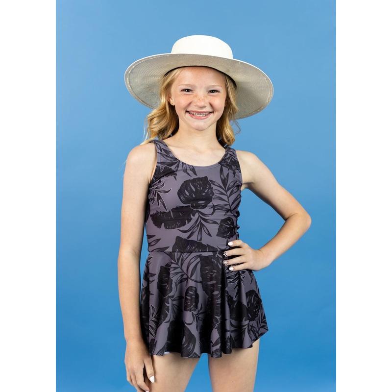 Tropical Night | Youth Skirted One-Piece