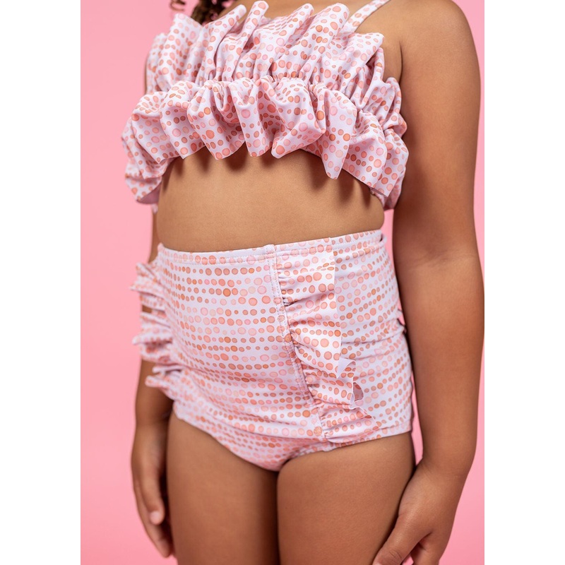 Watercolor Dots | Mini Down in Front Ruffle Bottoms