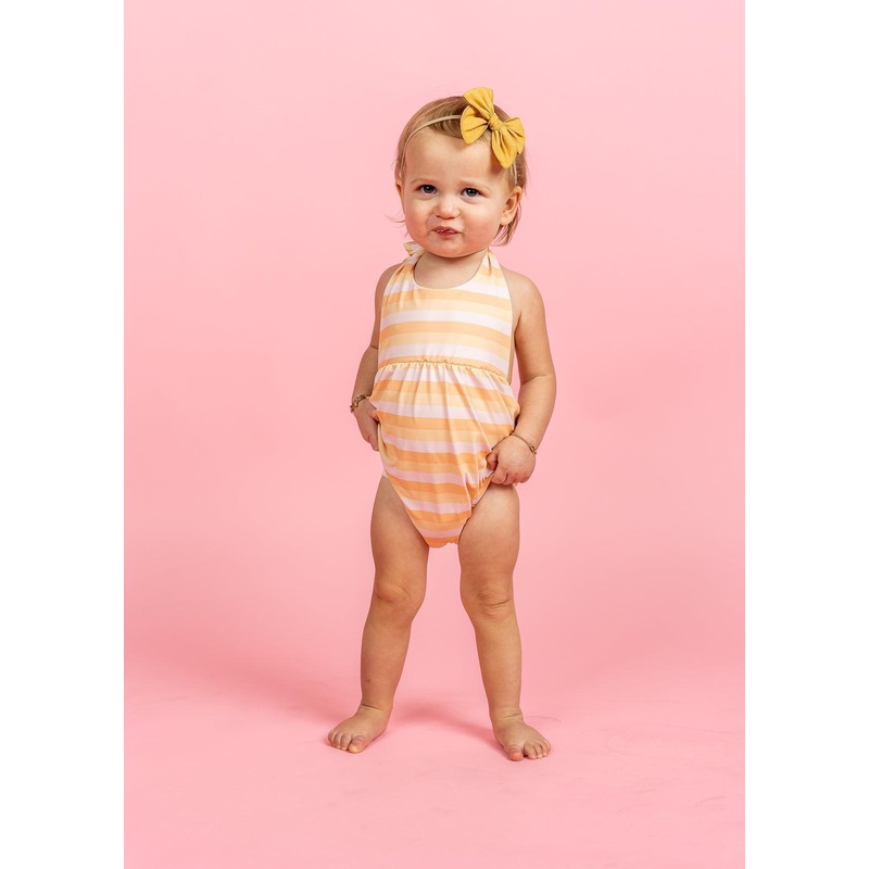 Peachy Stripe | Baby Romper One-Piece