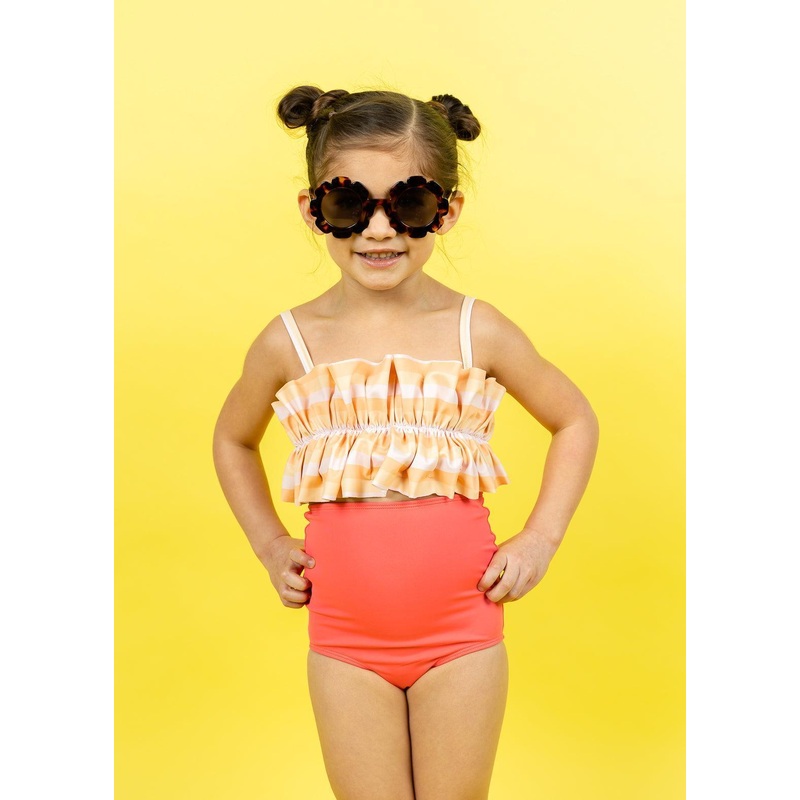 Peachy Stripe | Mini Oversized Ruffle Top