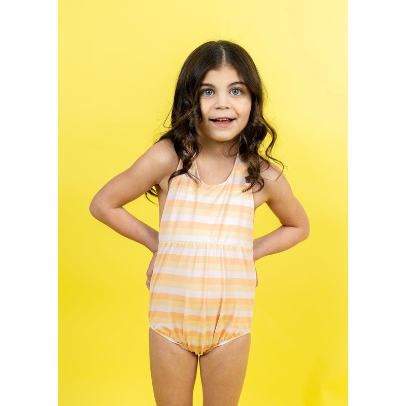 Peachy Stripe | Mini Romper One-Piece