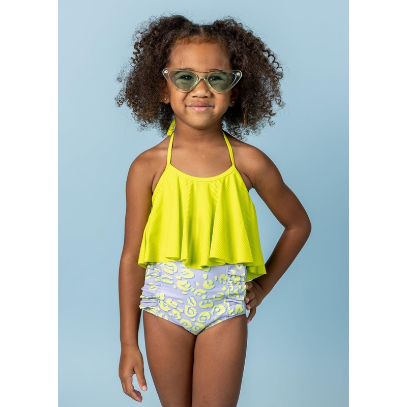 Vivid Cheetah | Mini Down in Front Ruffle Bottoms