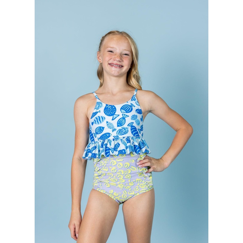 Vivid Cheetah | Youth Down in Front Ruffle Bottoms