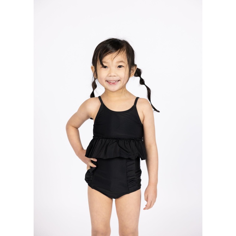 Black | Mini Down in Front Ruffle Bottoms