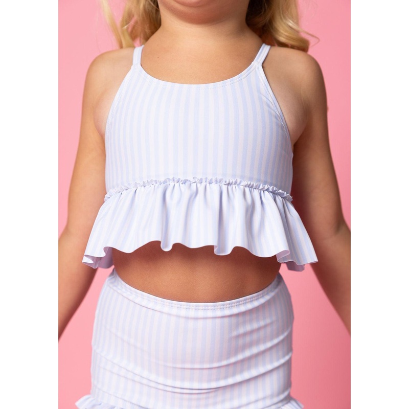 Light Blue Stripe | Mini Peplum Top