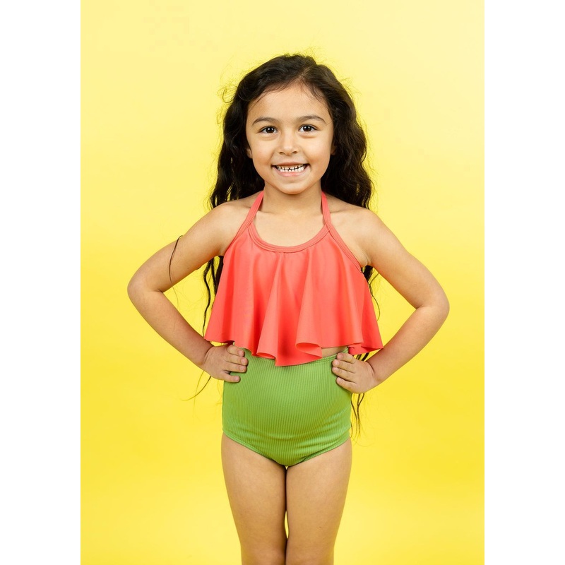 Ribbed Spring Green | Mini High-Waisted Bottoms