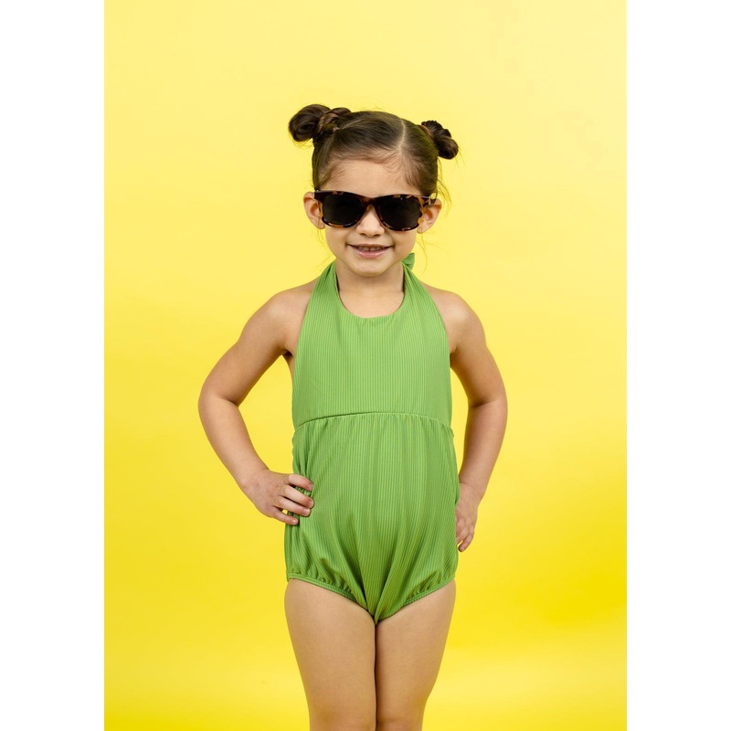 Ribbed Spring Green | Mini Romper One-Piece