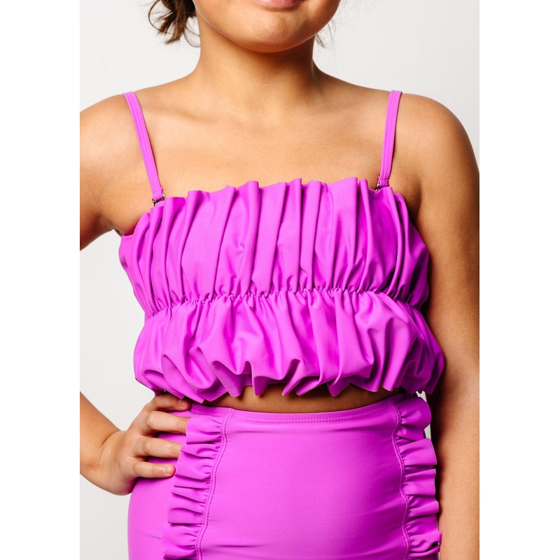 Brilliant Violet | Youth Oversized Ruffle Top