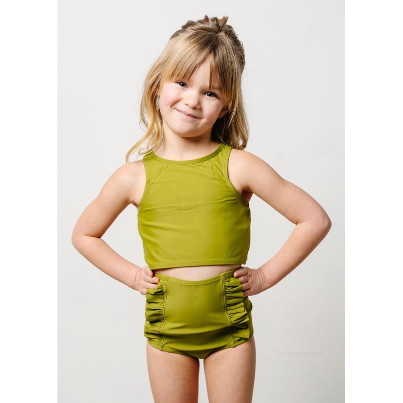 Olive Green | Mini Down in Front Ruffle Bottoms