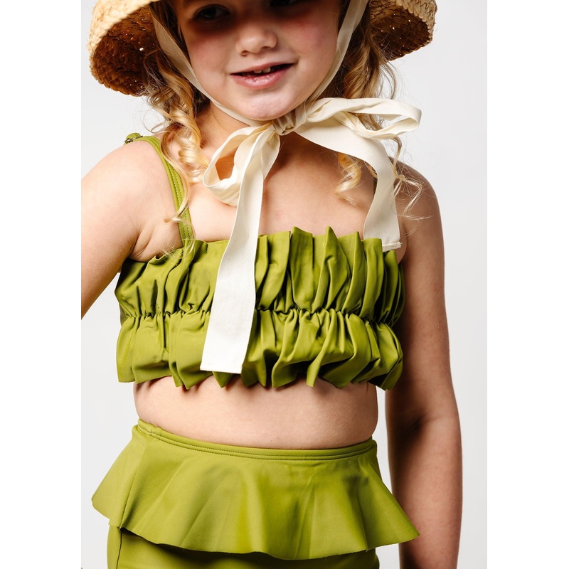 Olive Green | Mini Oversized Ruffle Top