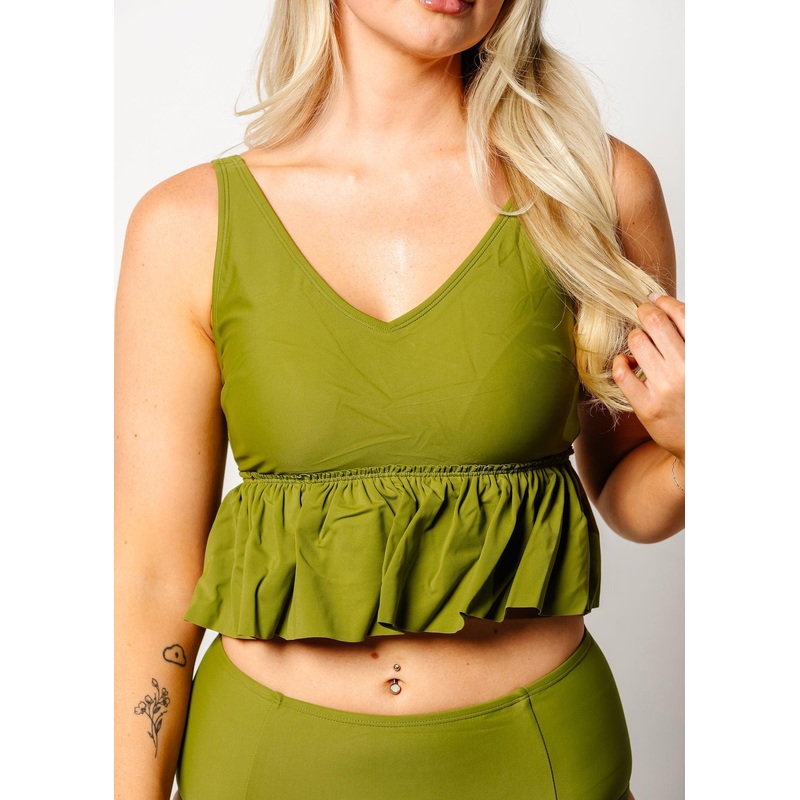 Olive Green | V-Neck Top