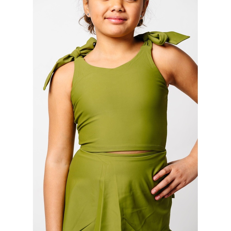 Olive Green | Youth Knot Top
