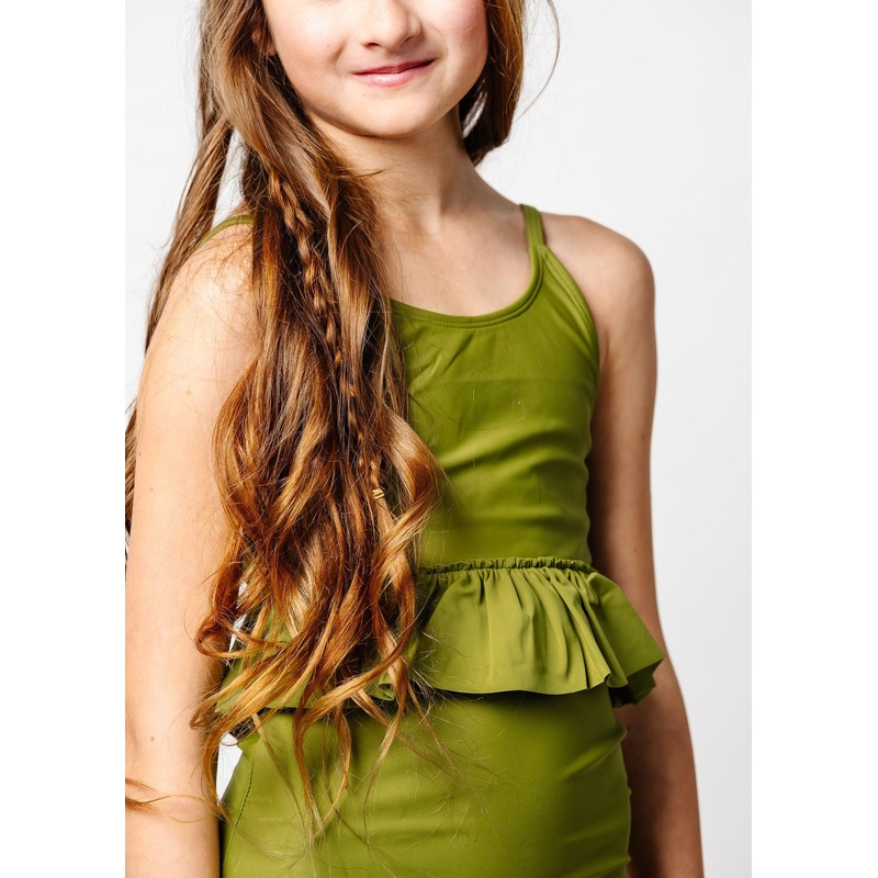 Olive Green | Youth Peplum Top