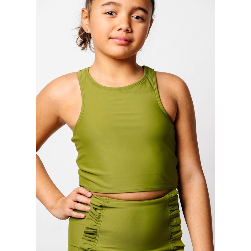 Olive Green | Youth Racer Back Top