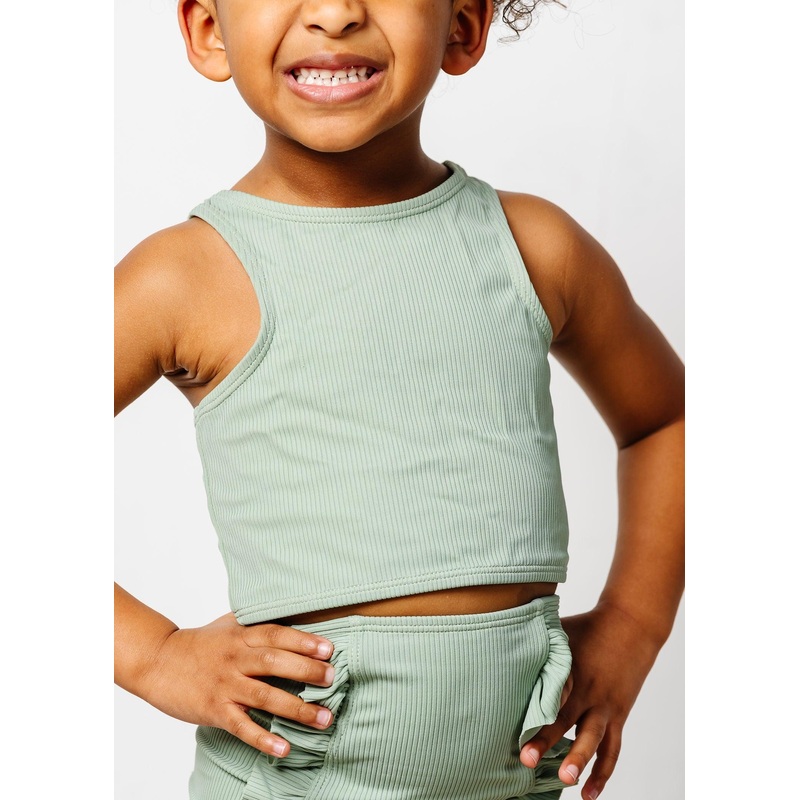 Ribbed Sage | Mini Racer Back Top