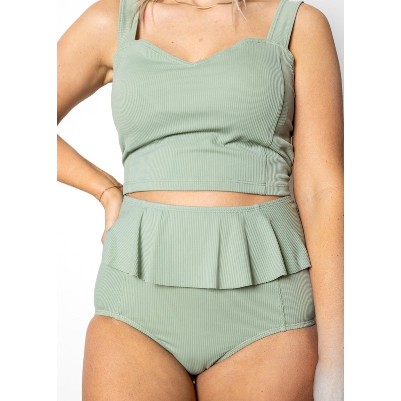 Ribbed Sage | Peplum Bottoms