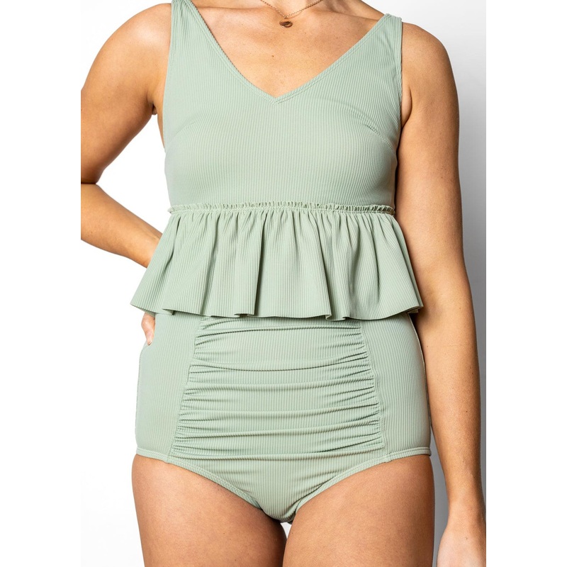 Ribbed Sage | Ruched Bottoms 2.0