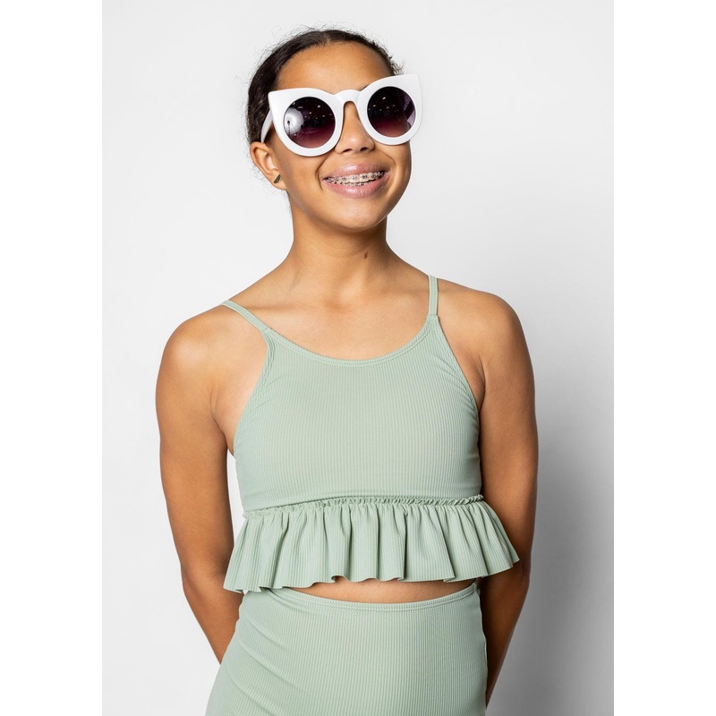 Ribbed Sage | Youth Peplum Top