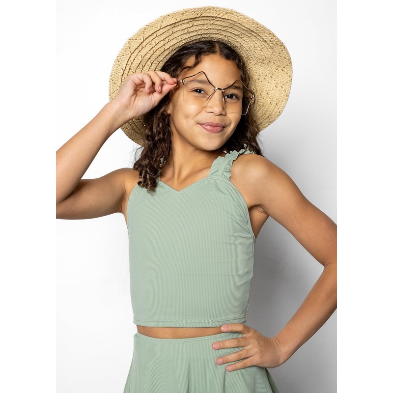 Ribbed Sage | Youth Ripple Top
