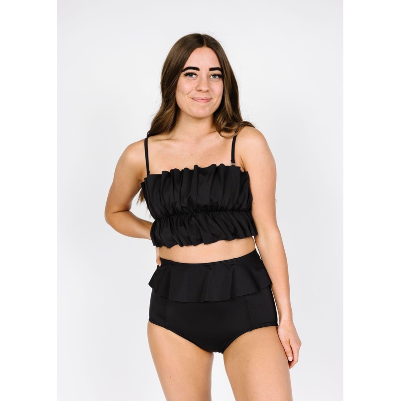 Black | Oversized Ruffle Top