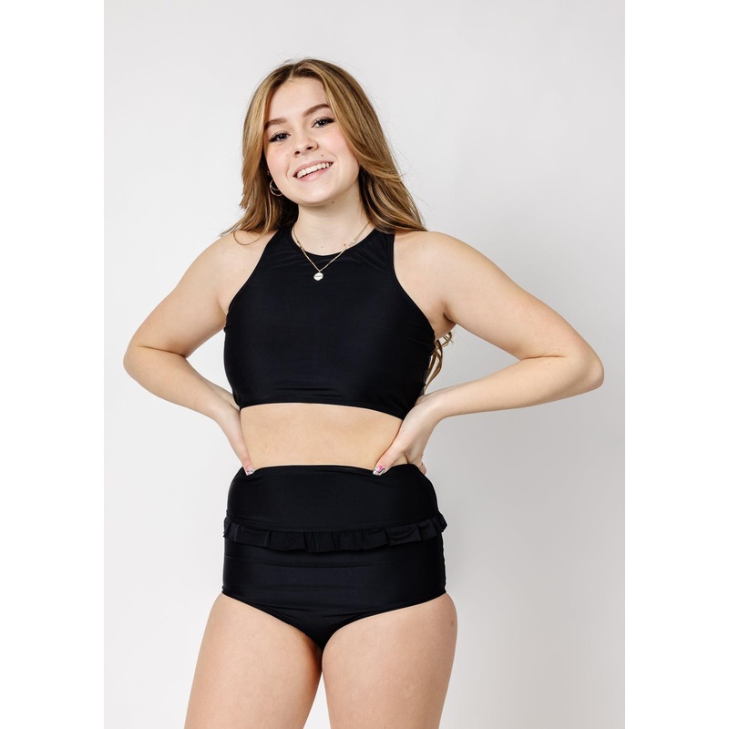 Black | Youth Mid-Ruffle Bottoms