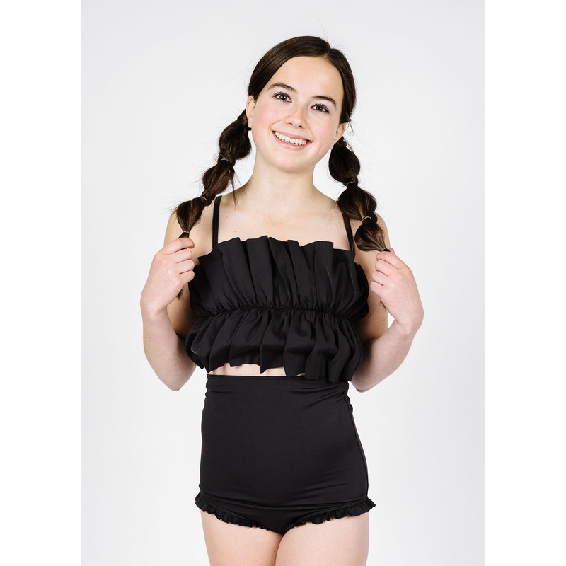 Black | Youth Oversized Ruffle Top