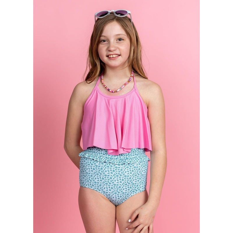 Blue Ditsy Floral | Youth Mid-Ruffle Bottoms
