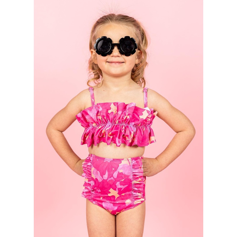 Pink Blooms | Mini Down in Front Ruffle Bottoms