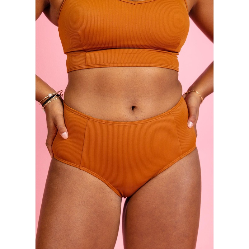 Ribbed Caramel | Mid-Rise Bottoms