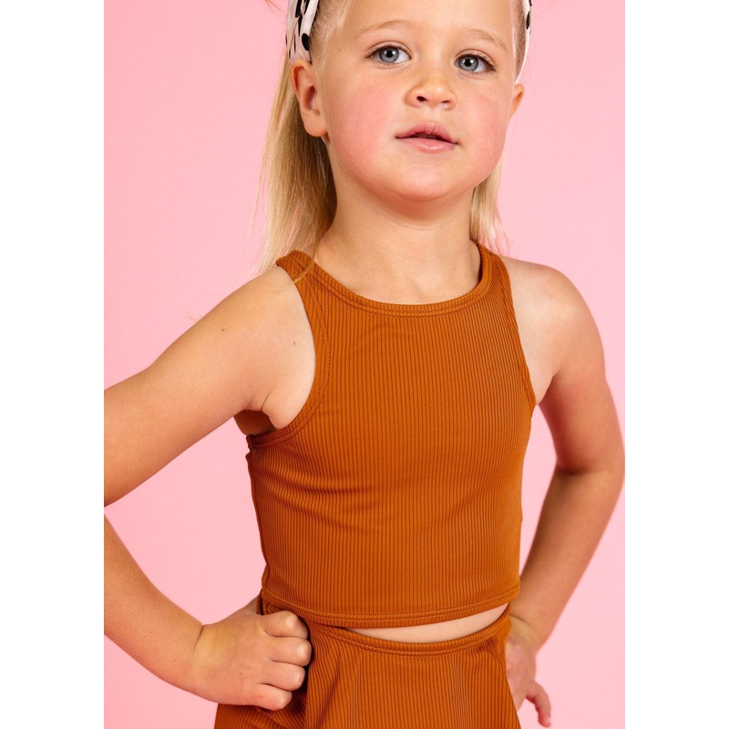 Ribbed Caramel | Mini Racer Back Top