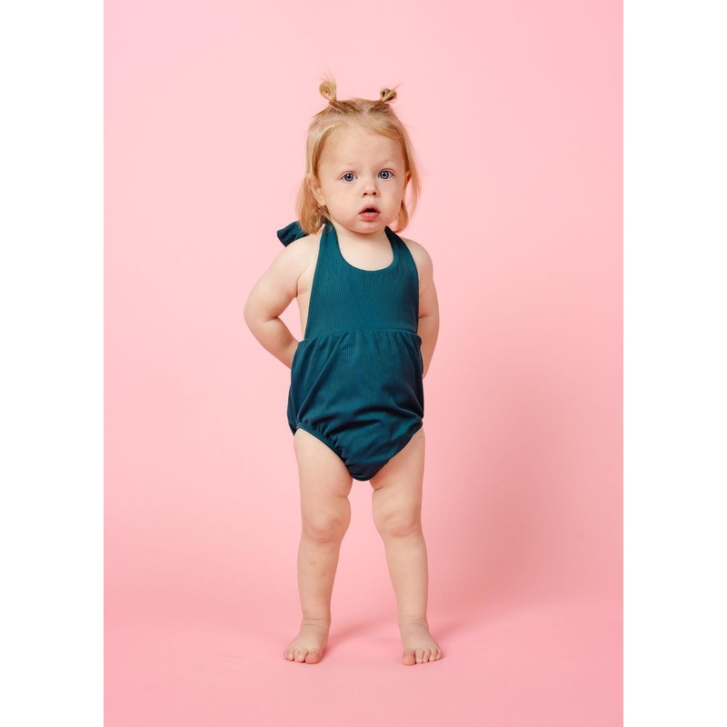 Ribbed Midnight Teal | Baby Romper One-Piece