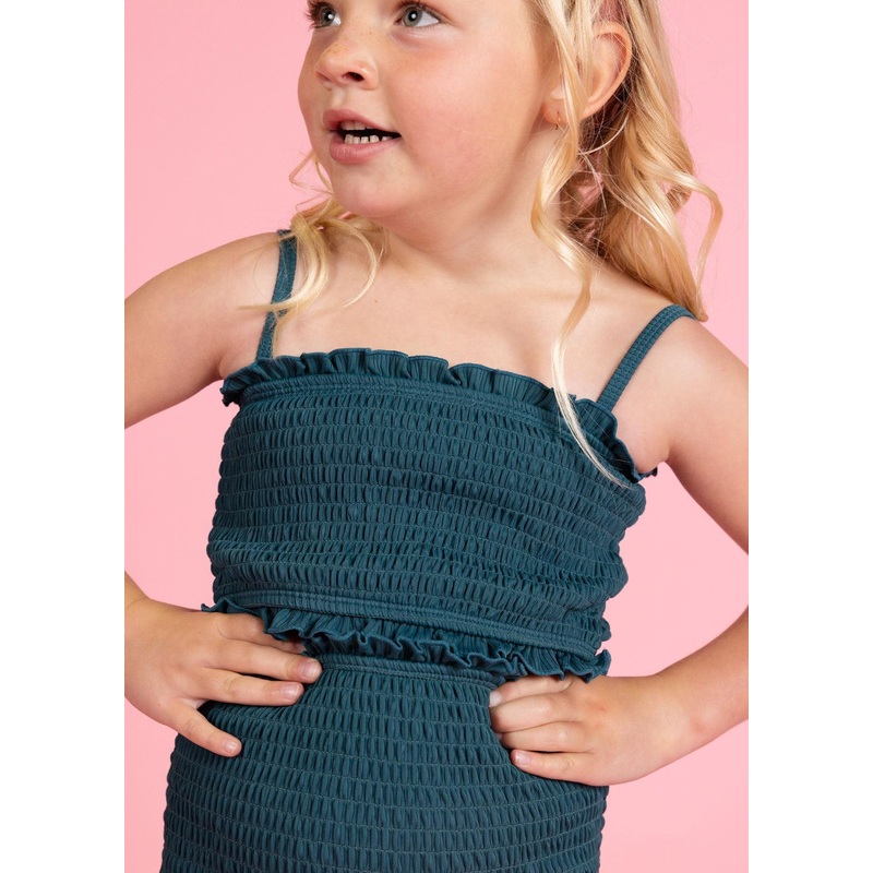 Ribbed Midnight Teal | Mini Bandeau Top