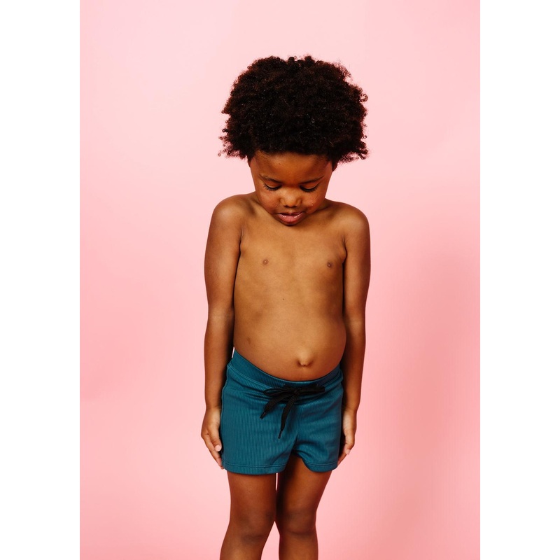 Ribbed Midnight Teal | Mini Euro Shorts