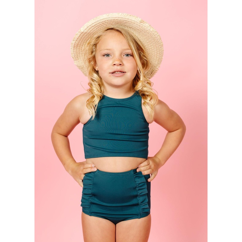 Ribbed Midnight Teal | Mini Racer Back Top