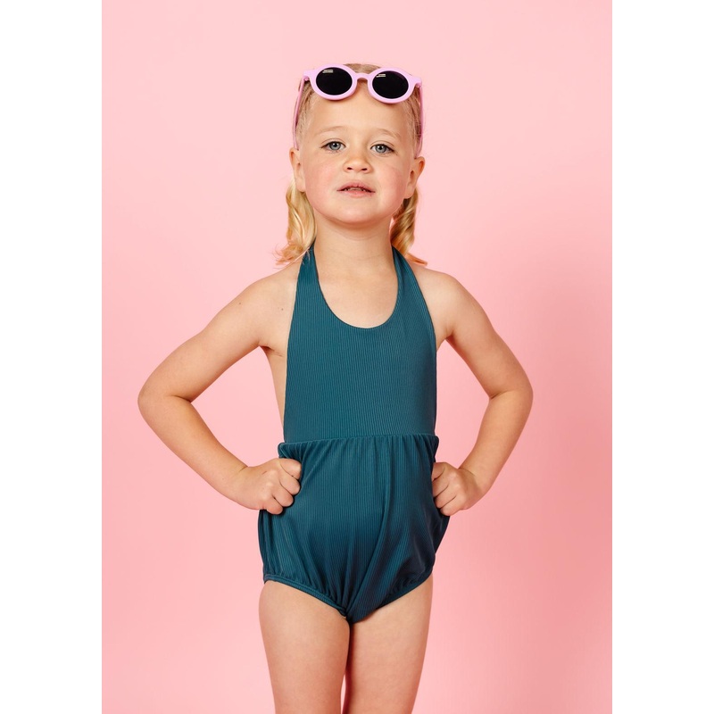 Ribbed Midnight Teal | Mini Romper One-Piece