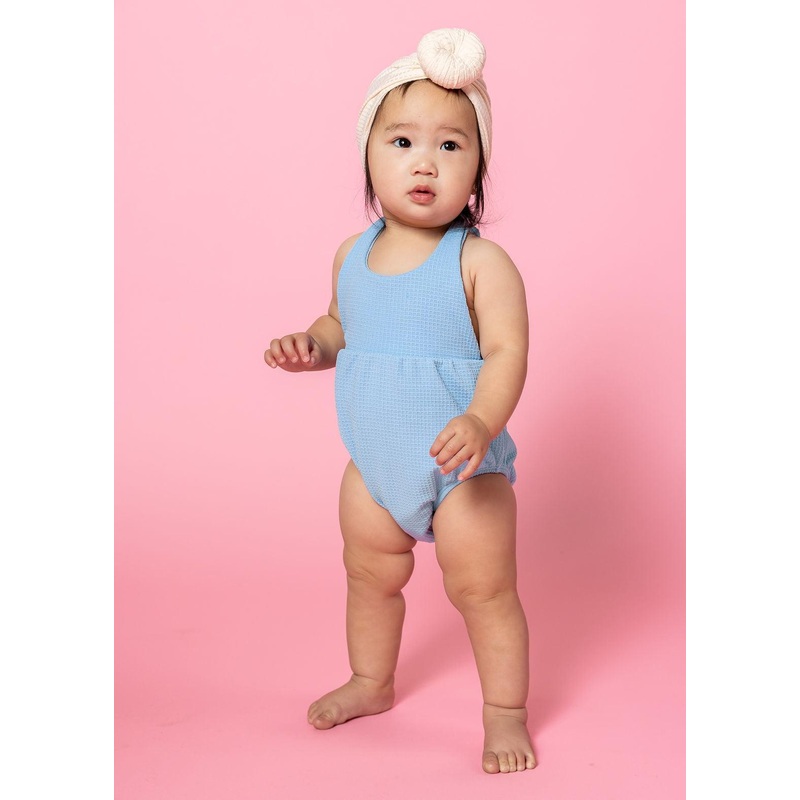 Waffled Barely Blue | Baby Romper One-Piece