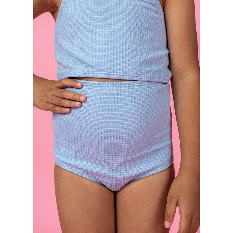 Waffled Barely Blue | Mini High-Waisted Bottoms